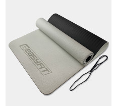 Коврик для йоги и фитнеса EasyFit TPE+TC 6 мм двухслойный серый-черный