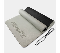 Килимок для йоги та фітнесу EasyFit TPE+TC 6мм двошаровий сірий-чорний