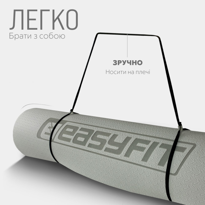 швидка доставка килимок для йоги та фітнесу EasyFit TPE+TC 6мм сірий-чорний