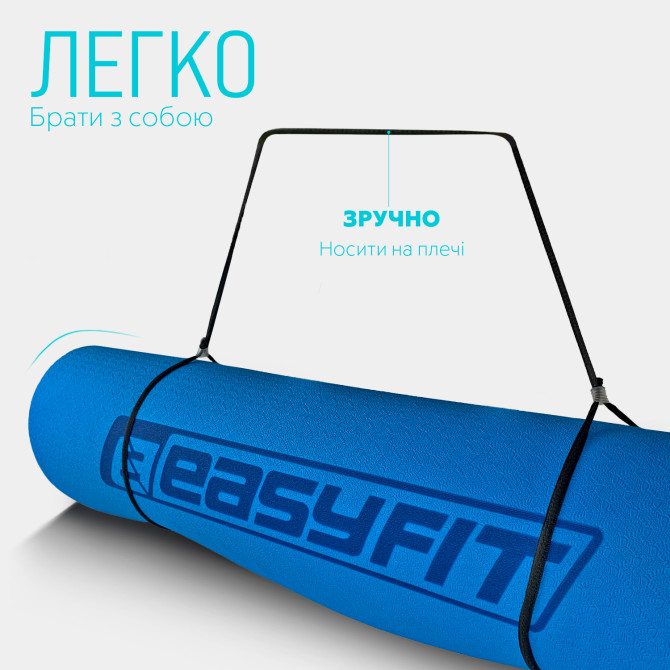  заказать коврик для йоги и фитнеса EasyFit TPE+TC 6 мм  синий-желтый