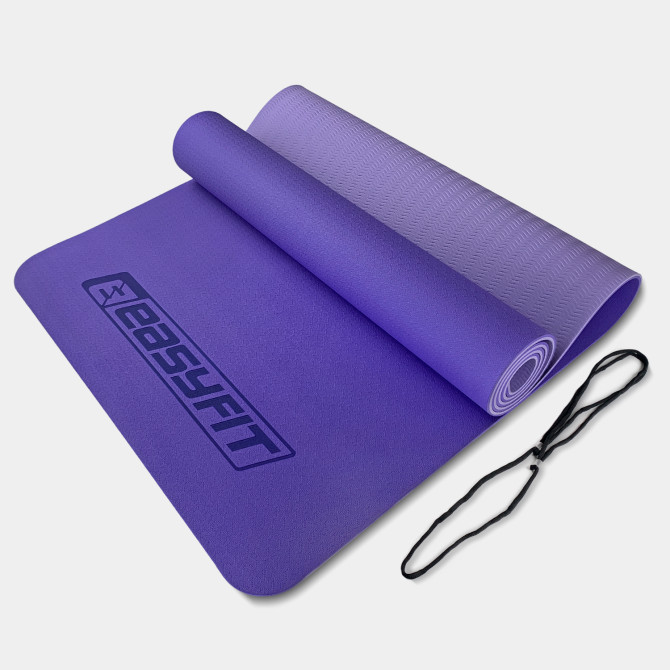 килимок для йоги та фітнесу EasyFit TPE+TC 6мм сиреневый-св.сиреневый
