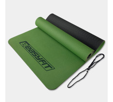 Коврик для йоги и фитнеса EasyFit TPE+TC 6 мм двухслойный зеленый-черный