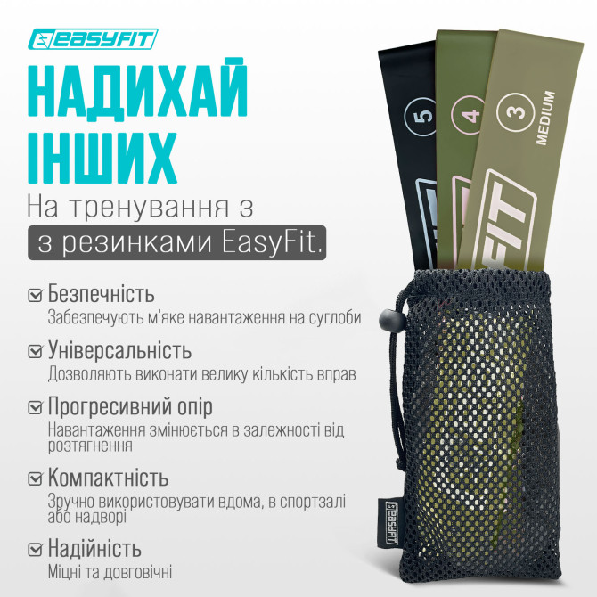 доставка по Украине резинки для фитнеса EasyFit набор 3 шт