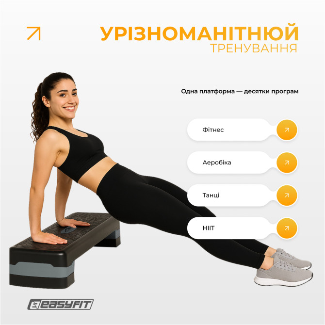 выгодная стоимость на степ-платформу EasyFit Step-B 2-ступенчатая серая