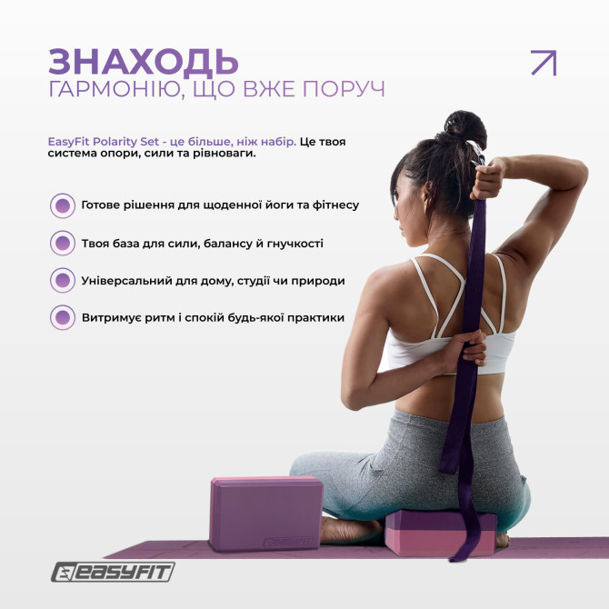 замовити набір для йоги та фітнесу EasyFit Polarity Set килимок два блоки та ремінь padma