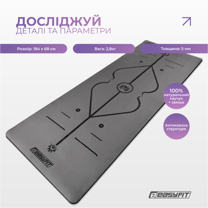 замовитикилимок для йоги професійний EasyFit Pro каучук 5 мм чорний
