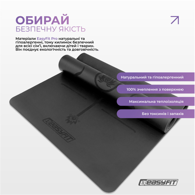 найвигідніша ціна на килимок для йоги професійний EasyFit Pro каучук 5 мм чорний