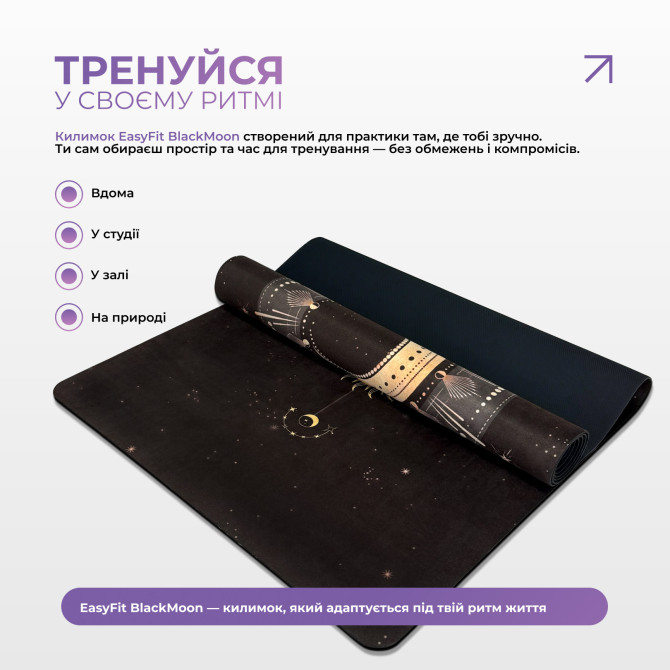 купити килимок для йоги EasyFit Black (замша-каучук) чорний