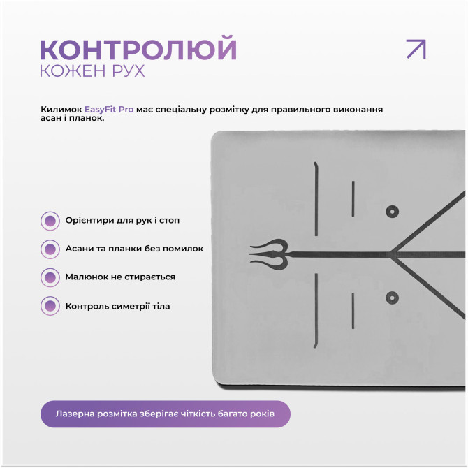 вартість килимок для йоги професійний EasyFit Pro каучук 5 мм Сірий