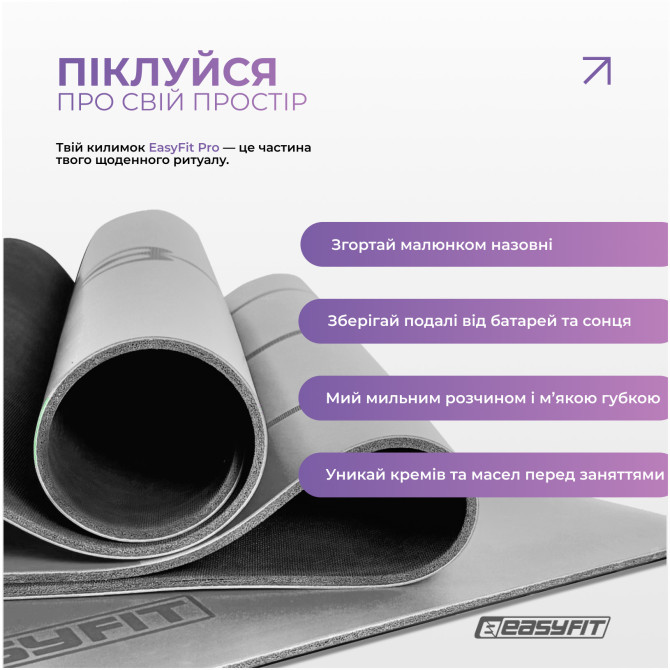 опт килимок для йоги професійний EasyFit Pro каучук 5 мм Сірий