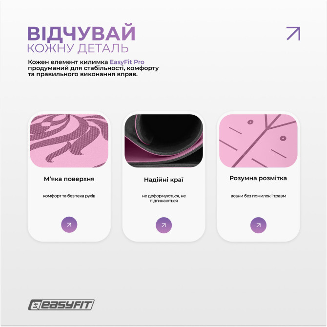замовити килимок для йоги професійний EasyFit Pro каучук 5 мм Рожевий