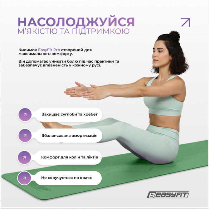 купить недорого коврик для йоги профессиональный EasyFit Pro каучук 5 мм Зеленый