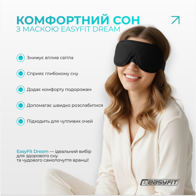 опт маска для сна 3D EasyFit Dream с эффектом памяти (черная)
