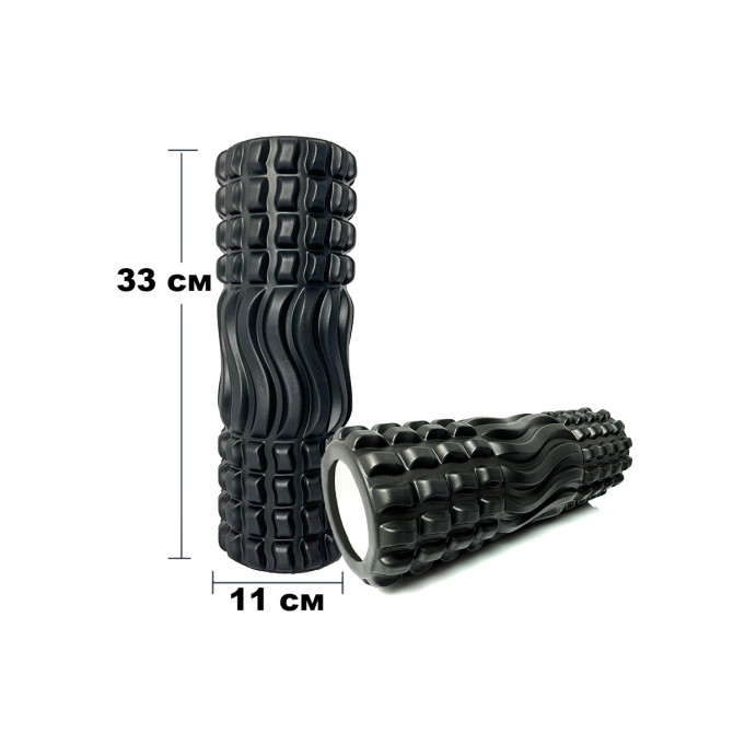 Массажный ролик EasyFit Wavyspines 33 см Черный купить в Киеве, Харькове, Сумах, Полтаве, Житомире, Тернополе, Черновцах, Луцке и Кременчуге