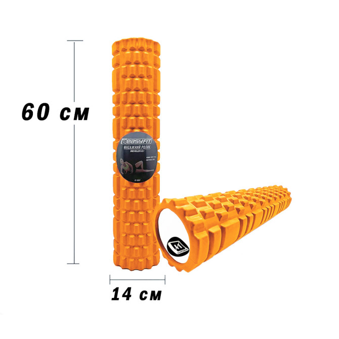 массажный роллер EasyFit Grid Roller 60 см v.3.1 оранжевый