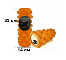 Массажный ролик EasyFit Grid Roller PRO 33 см Оранжевый