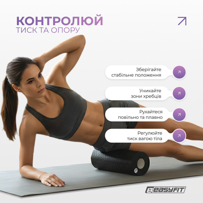 опт массажный ролик EasyFit LightWeight 33х14 см с массажером для стоп 33х6 см