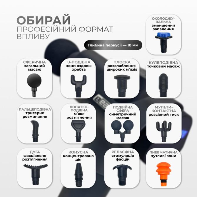 заказать перкуссионный вибромассажер Easyfit UltraGun 13 насадок