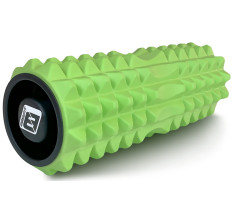Массажный ролик EasyFit Grid Roller 33 см v.1.2 с заглушками с двух сторон (салатовый)