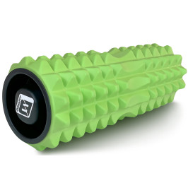 Массажный ролик EasyFit Grid Roller 33 см v.1.2 с заглушками с двух сторон (салатовый)