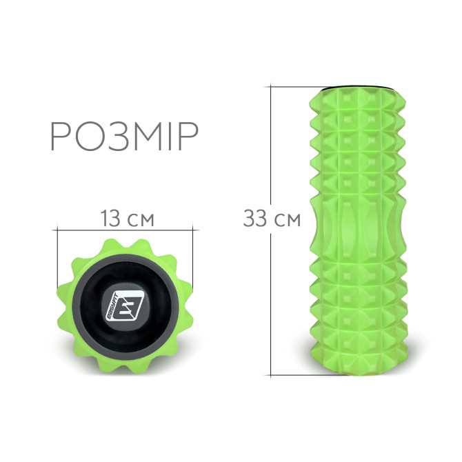 купить массажный ролик EasyFit Grid Roller 33 см v.1.2 с заглушками (салатовый)