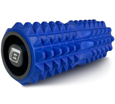 Массажный ролик EasyFit Grid Roller 33 см v.1.2 с заглушками с двух сторон (синий)