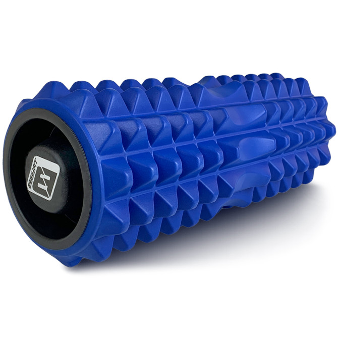 массажный ролик EasyFit Grid Roller 33 см v.1.2 с заглушками (синий)