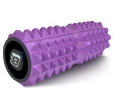 Массажный ролик EasyFit Grid Roller 33 см v.1.2 с заглушками с двух сторон (фиолетовый)