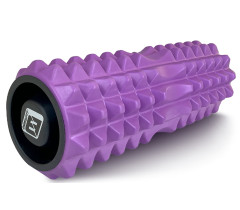 Массажный ролик EasyFit Grid Roller 33 см v.1.2 с заглушками с двух сторон (фиолетовый)