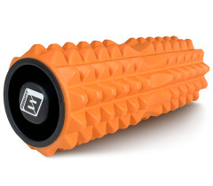 Масажний ролик EasyFit Grid Roller 33 см v.1.2 із заглушками з обох сторін (оранжевий)