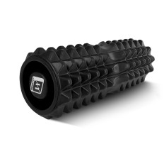 Масажний ролик EasyFit Grid Roller 33 см v.1.2 із заглушками з обох сторін (чорний)