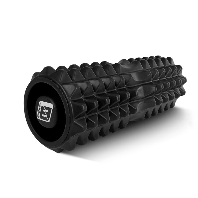 масажний ролик EasyFit Grid Roller 33 см v.1.2 із заглушками (чорний)