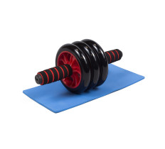 Ролик для пресса EasyFit с ковриком Красный (3 колеса)