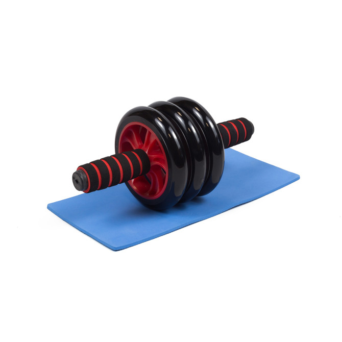 купить ролик для пресса EasyFit с ковриком Красный 3 колеса