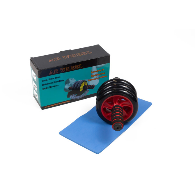 купить ролик для пресса EasyFit с ковриком Красный 3 колеса