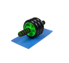 Ролик для пресса EasyFit с ковриком Зеленый (3 колеса)