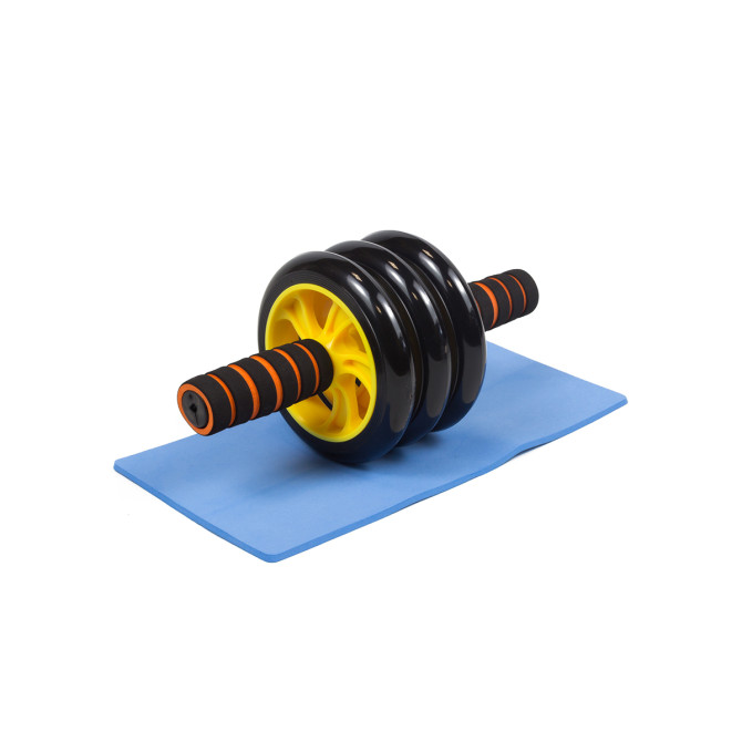 купить ролик для пресса EasyFit с ковриком желтый (3 колеса)