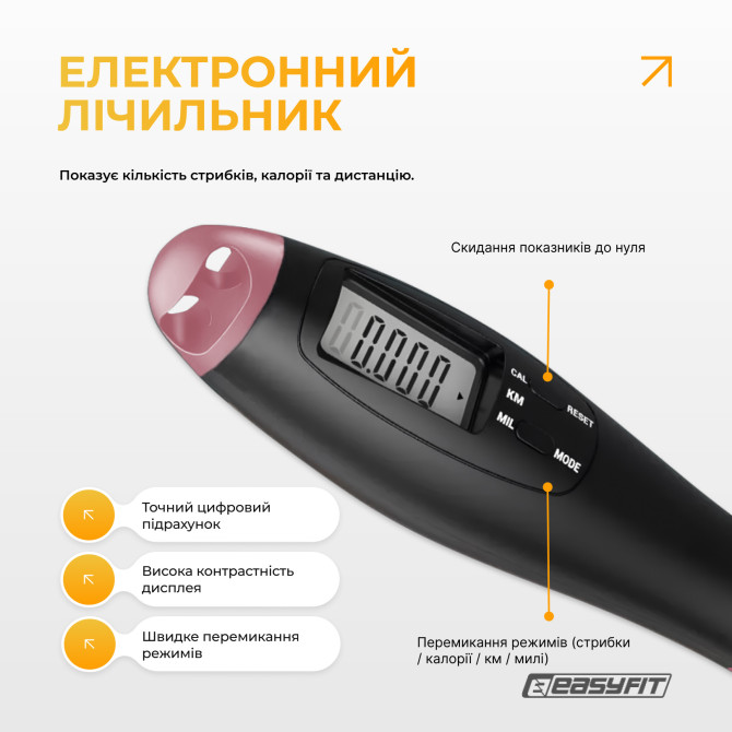 замовити купити скакалка для схуднення EasyFit TwinRope 2,8 м чорний-рожевий