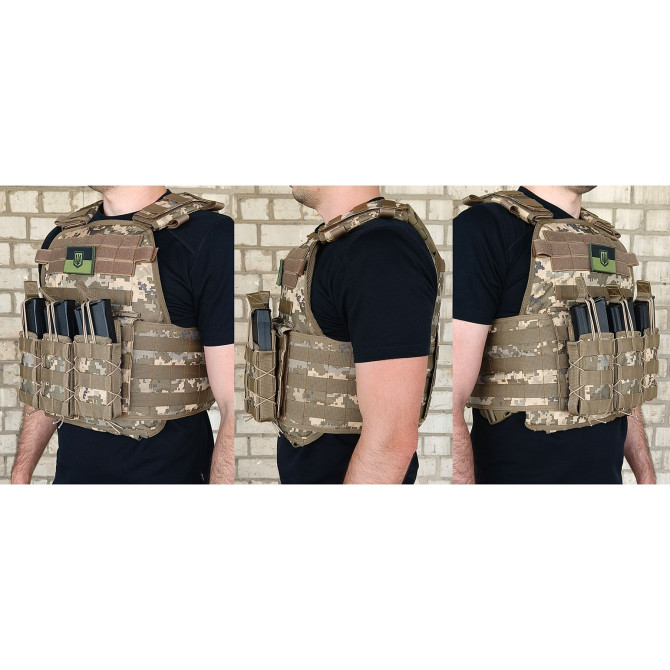 Плитоноска Pantsyr-2 (тактический военный жилет, бронежилет MOLLE) пиксель ВСУ MM-14