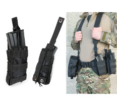 Подсумок под магазин АК/РПК одинарный открытый черный (MOLLE, подсумок на разгрузку, жилет, РПС)