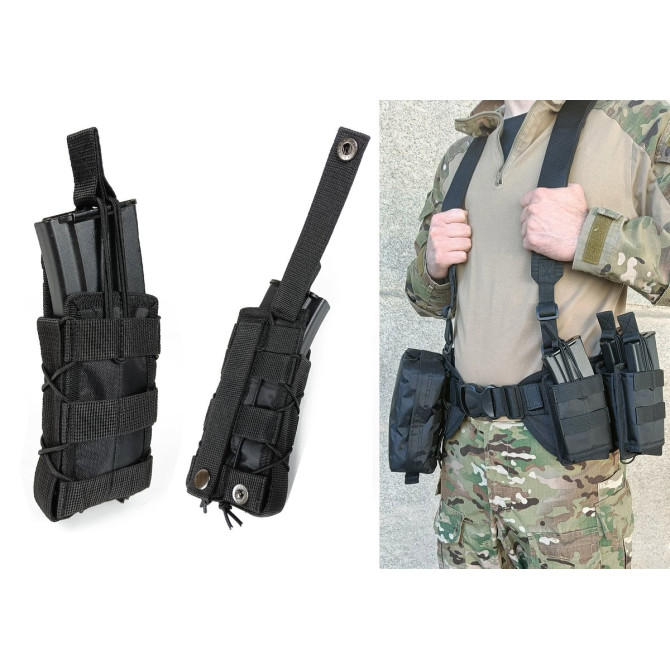 Подсумок под магазин АК/РПК одинарный открытый черный (MOLLE, подсумок на разгрузку, жилет, РПС)