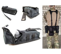 Підсумок під два магазини АК одинарний закритий чорний (MOLLE, підсумок на розгрузку, жилет, РПС)
