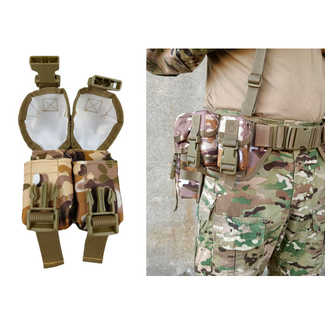 Подсумок гранатный двойной Multicam Arid (MOLLE, подсумок для гранат на разгрузку, жилет, РПС)
