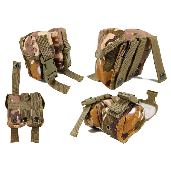 Подсумок гранатный двойной Multicam Arid (MOLLE, подсумок для гранат на разгрузку, жилет, РПС)