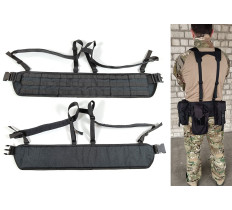 Тактический пояс разгрузочный РПС с креплением MOLLE и плечевыми лямками черный