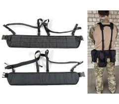 Тактичний пояс розвантажувальний РПС з кріпленням MOLLE та плечовими лямками чорний без підсумків