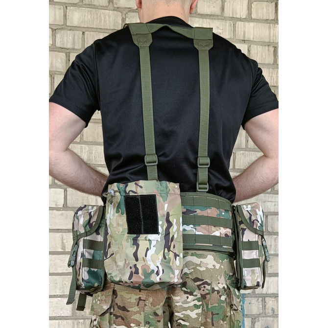 Тактический пояс разгрузочный РПС с креплением MOLLE и плечевыми лямками мультикам без подсумков