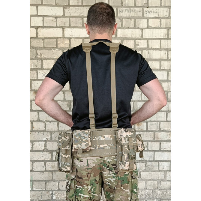 Тактический пояс разгрузочный РПС с креплением MOLLE и плечевыми лямками пиксель ВСУ MM-14 без подсумков