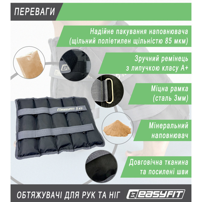цена на утяжелители для рук и ног EasyFit 5 кг (пара)