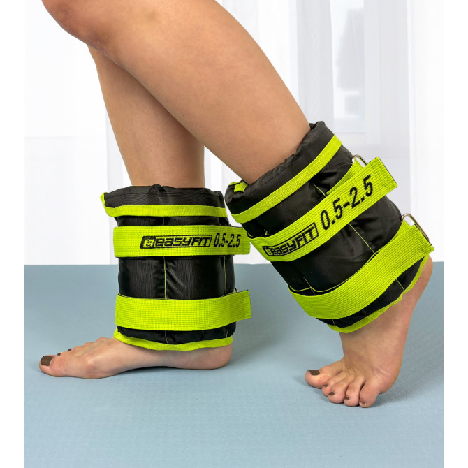 утяжелители для ног и рук EasyFit наборные черно-зеленые 0,5-2,5 кг (пара)